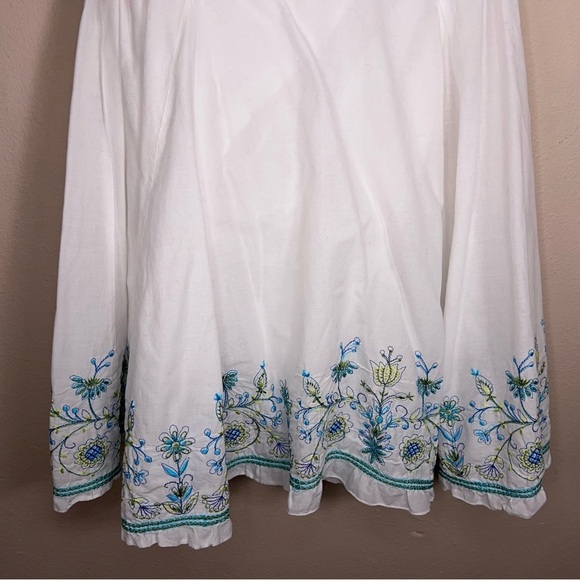SIZE 5 JOE BENBASSET WHITE FLORAL EMBROIDERED SKIRT TIE ACCENT COTTON LINED BOHO - Picture 8 of 10